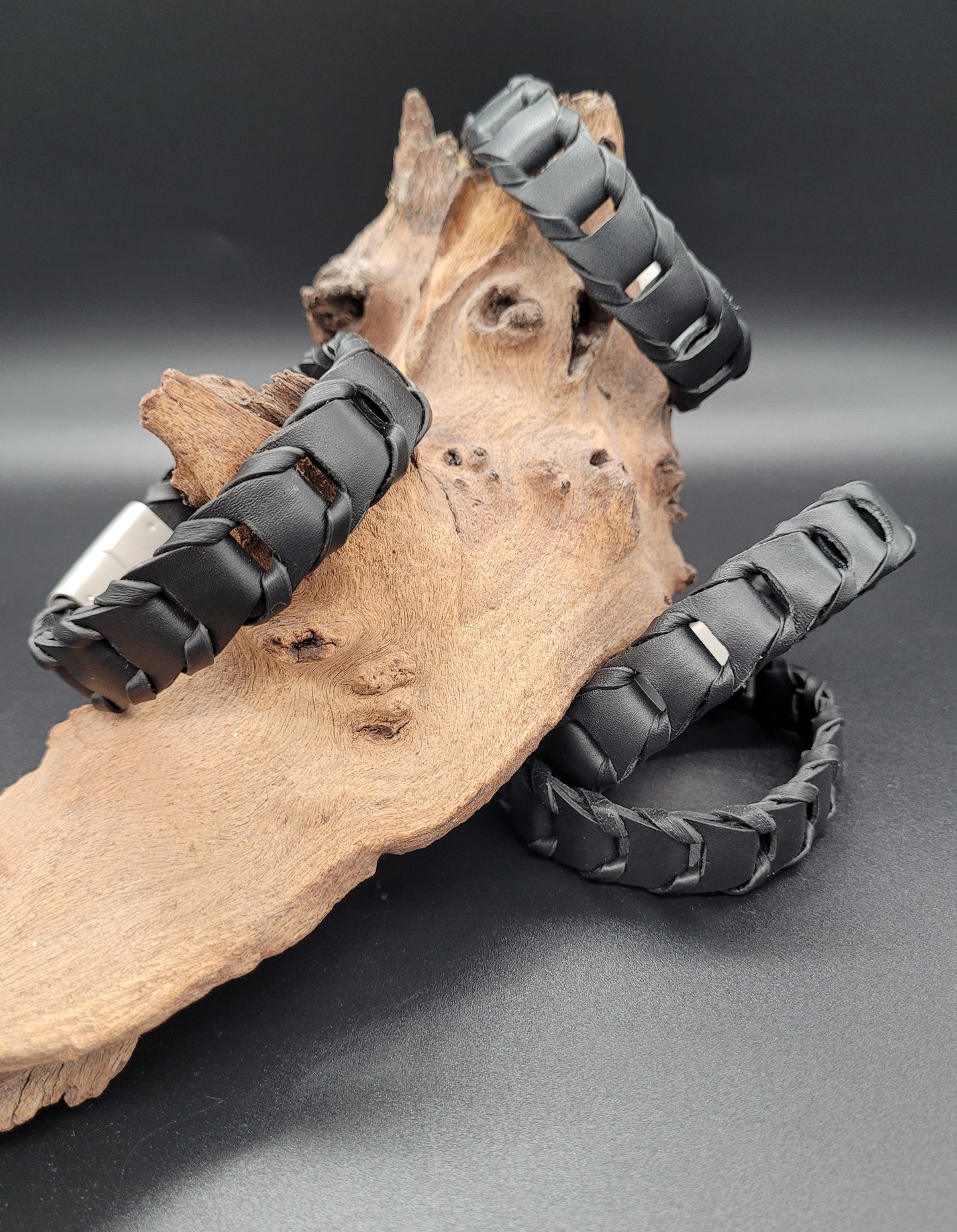 ABL-2001 Armband Leder geflochten schwarz