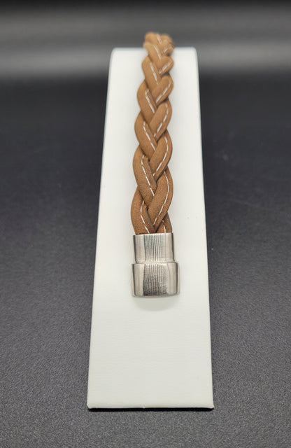 ABL-2002 Armband Echtleder braun mit Edelstahlverschluss