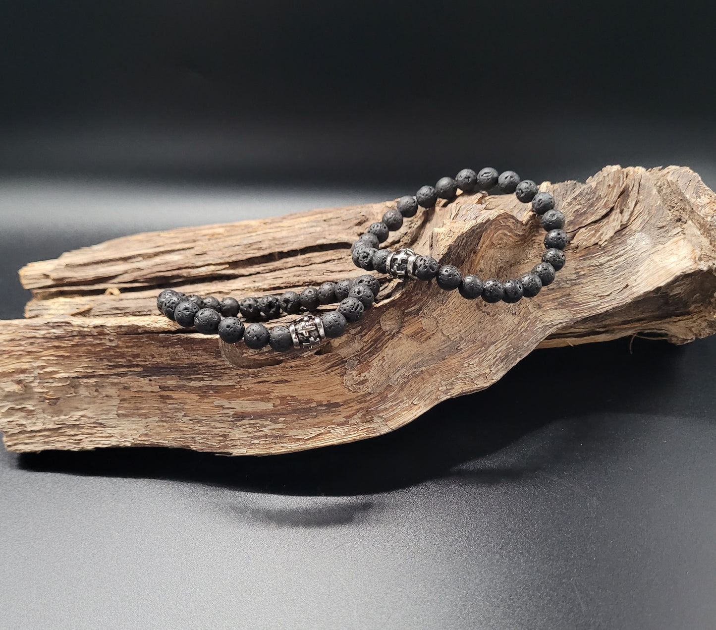 ABLAE-2010 Armband Lavastein Kreuz