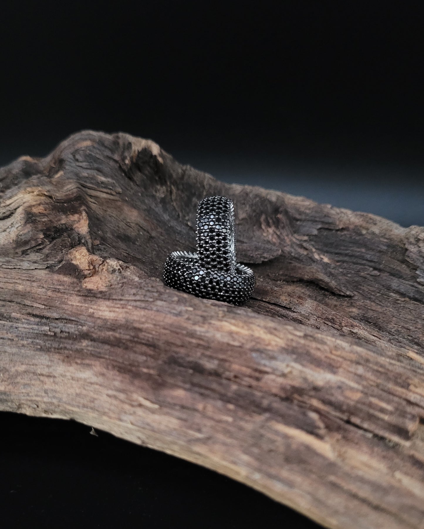 RS-1003 Silberring mit schwarzen Zirkonia