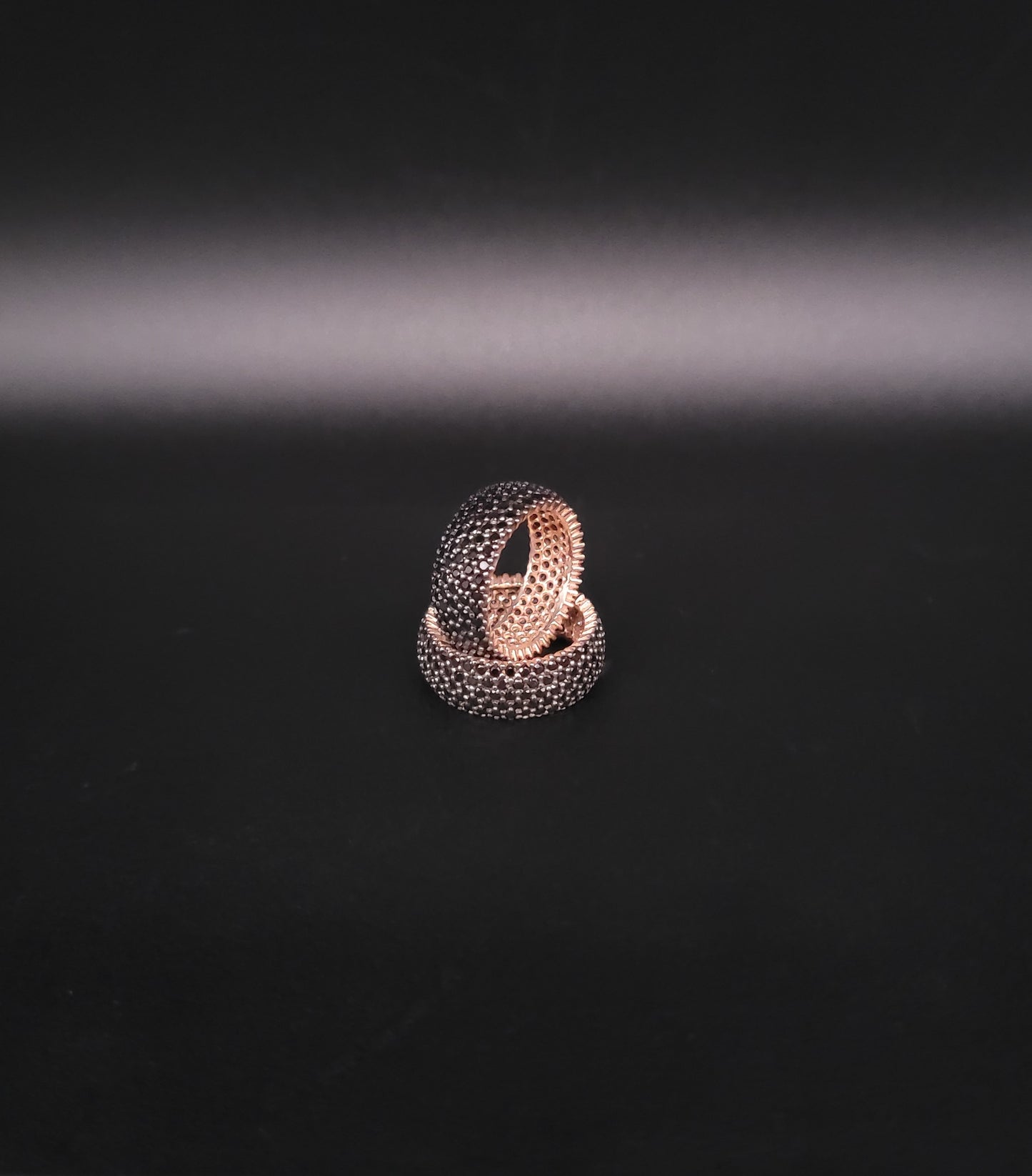 RSR-1003 Silberring rosevergoldet mit schwarzen Zirkonia