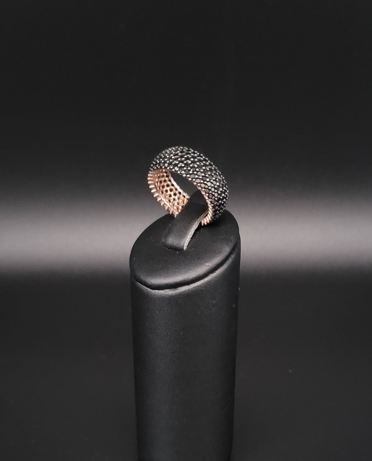 RSR-1003 Silberring rosevergoldet mit schwarzen Zirkonia