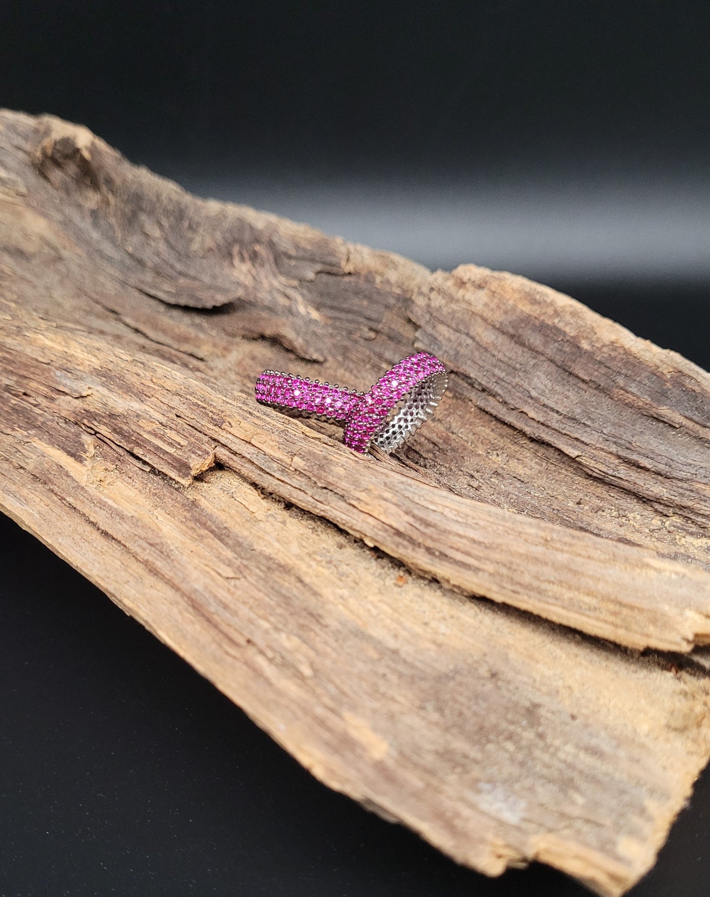RS-1028 Silberring mit pinkfarbenen Zirkonia
