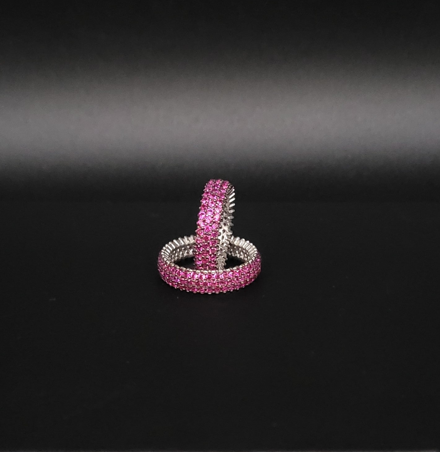 RS-1028 Silberring mit pinkfarbenen Zirkonia