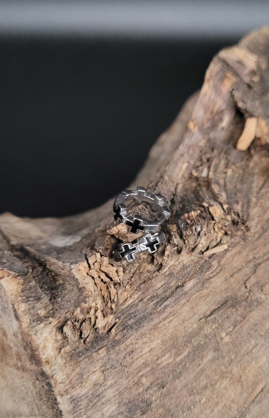 OE-1004 Edelstahl Creole mit Kreuz Motiven