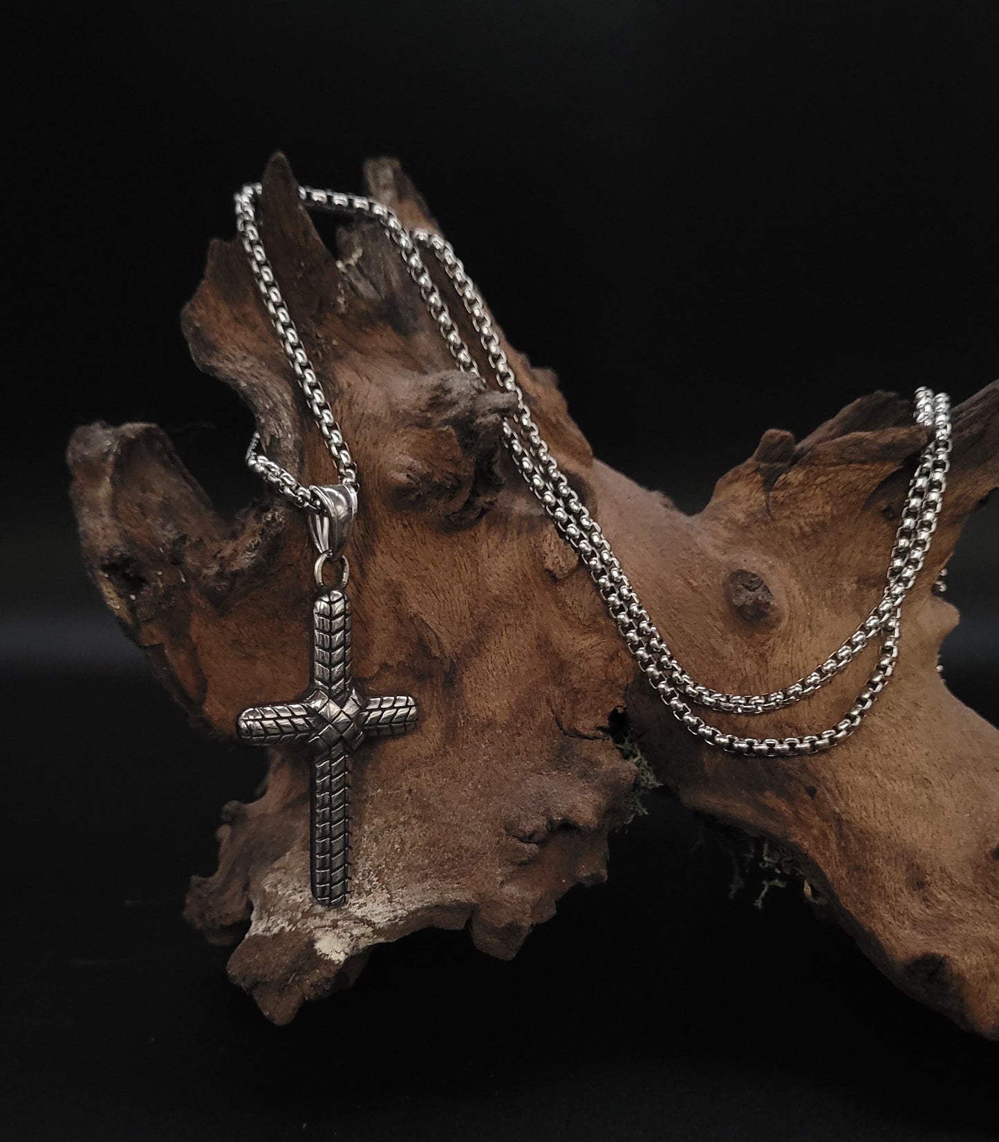 HKE-1020 Edelstahlkette mit Kreuz