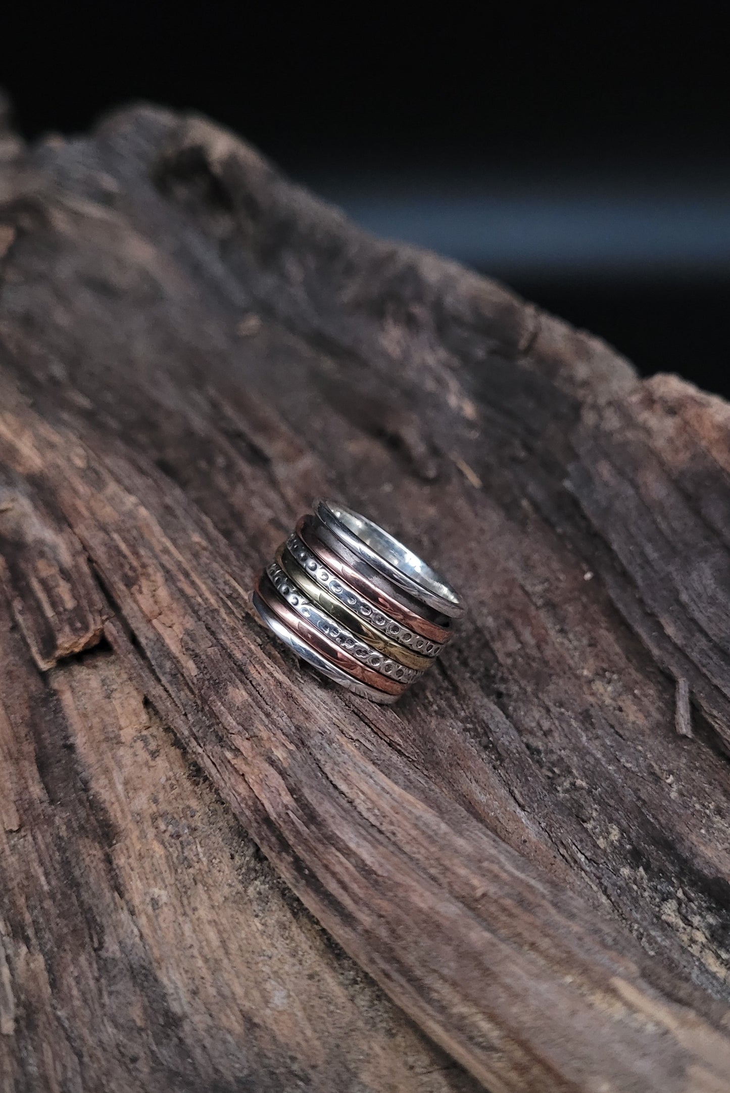RS-1038 "Trikolore" Silberring mit drehbaren Innenringe
