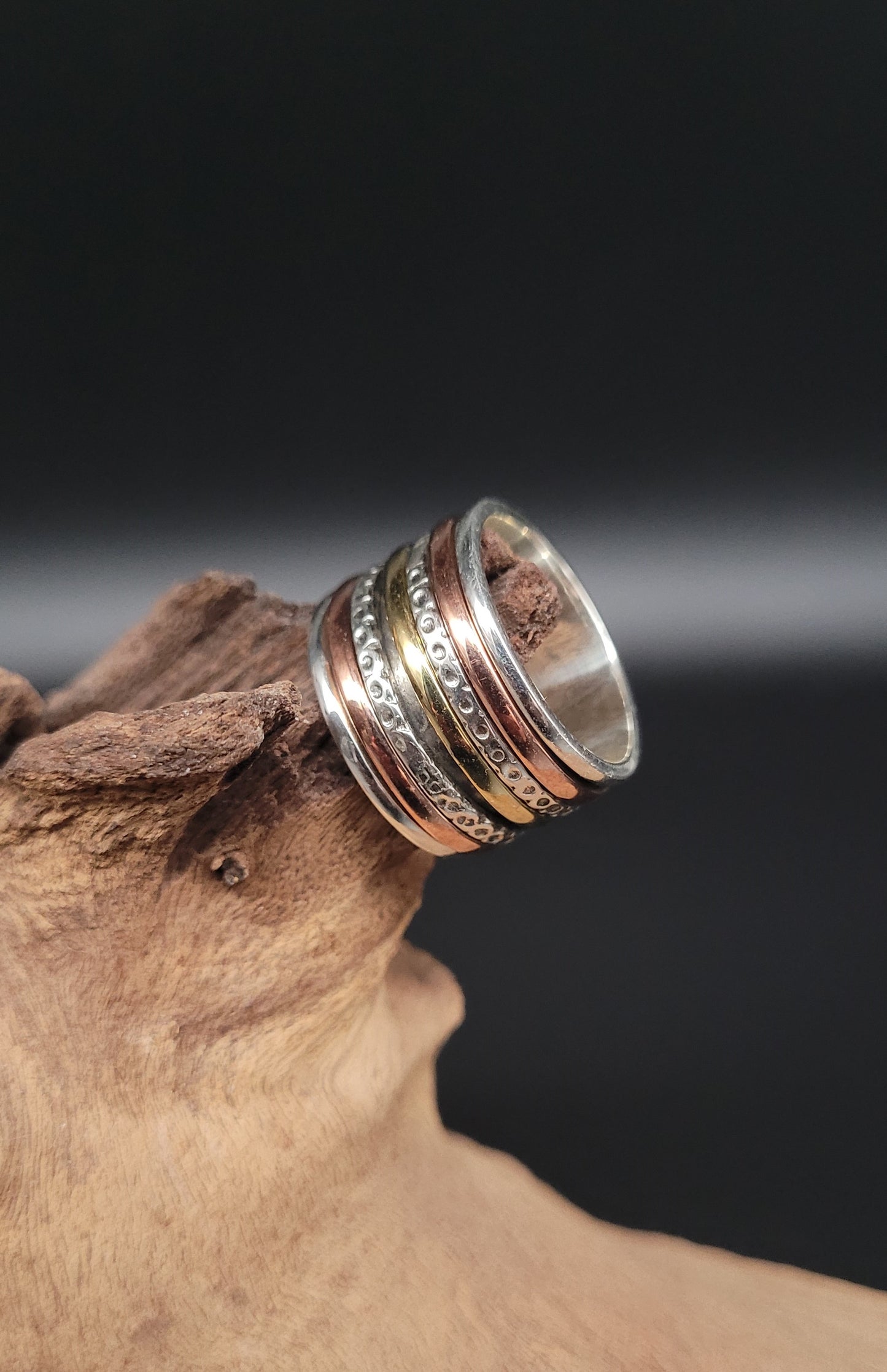 RS-1038 "Trikolore" Silberring mit drehbaren Innenringe