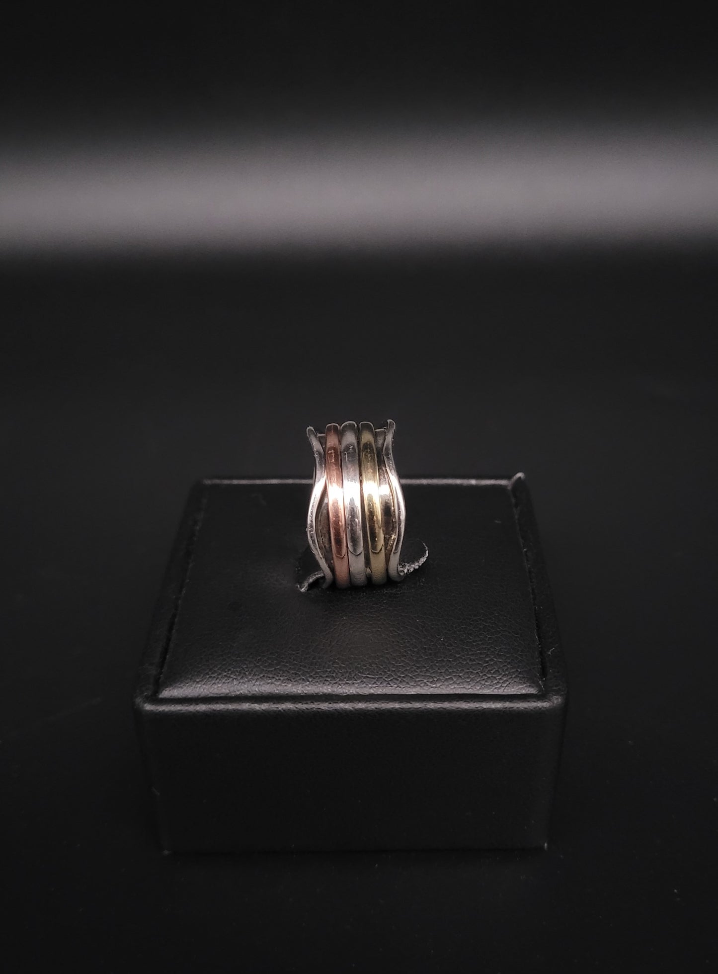 RS-1039 "Trikolore-Welle" Silberring mit drehbaren Innenringe